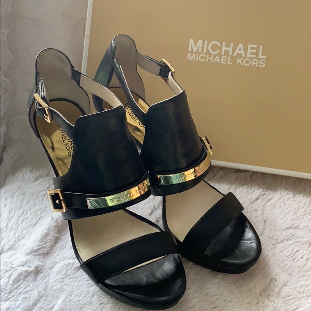 Black Michael Kors Heel with Gold buckle